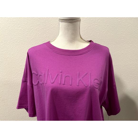 Calvin Klein Womens Cropped T-Shirt Top XL Short Sleeve 100% Cotton Crewneck New - Picture 4 of 6
